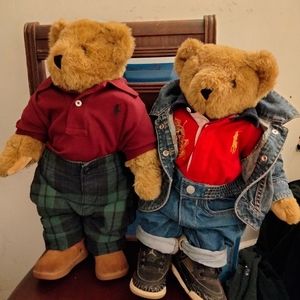Two Custom Vermont Teddy Bears dressed in Polo, Gap, Air Jordans, UGGs etc.